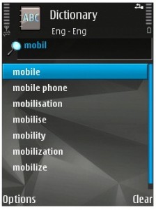 Nokia Mobile dictionary