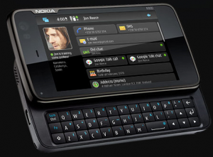 Nokia N900 front view with qwerty pads