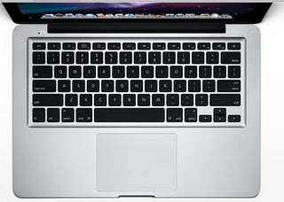 MacBook Pro 13 inch top view and keyboard